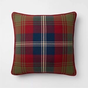 24x24 Tartan Holiday Plaid Red Velvet Reversible Pillow - Threshold Studio McGee